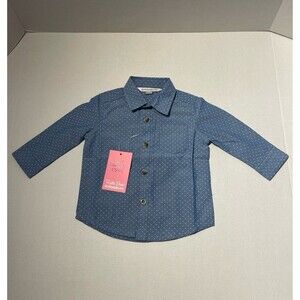 Ruffle Butts Ruggedbutts Chambray Dots Long Sleeve Shirt Size 6-12 Months New